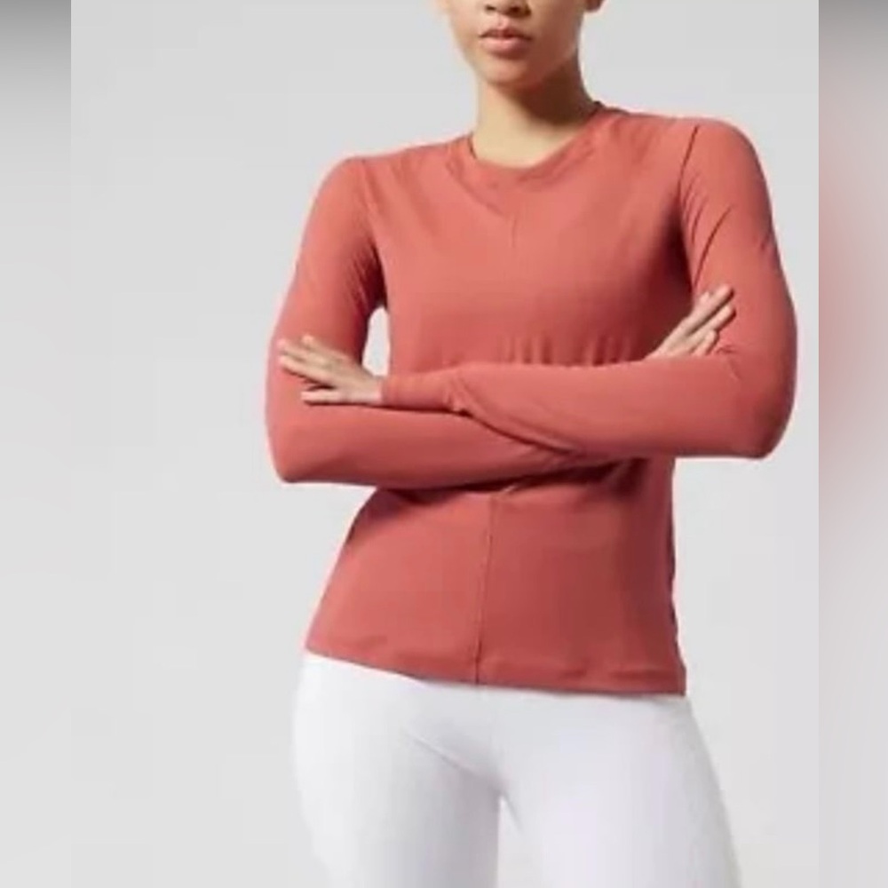 Athleta Sunchaser Long Sleeve Crewneck Top Size 3X Burnt Orange NWT
